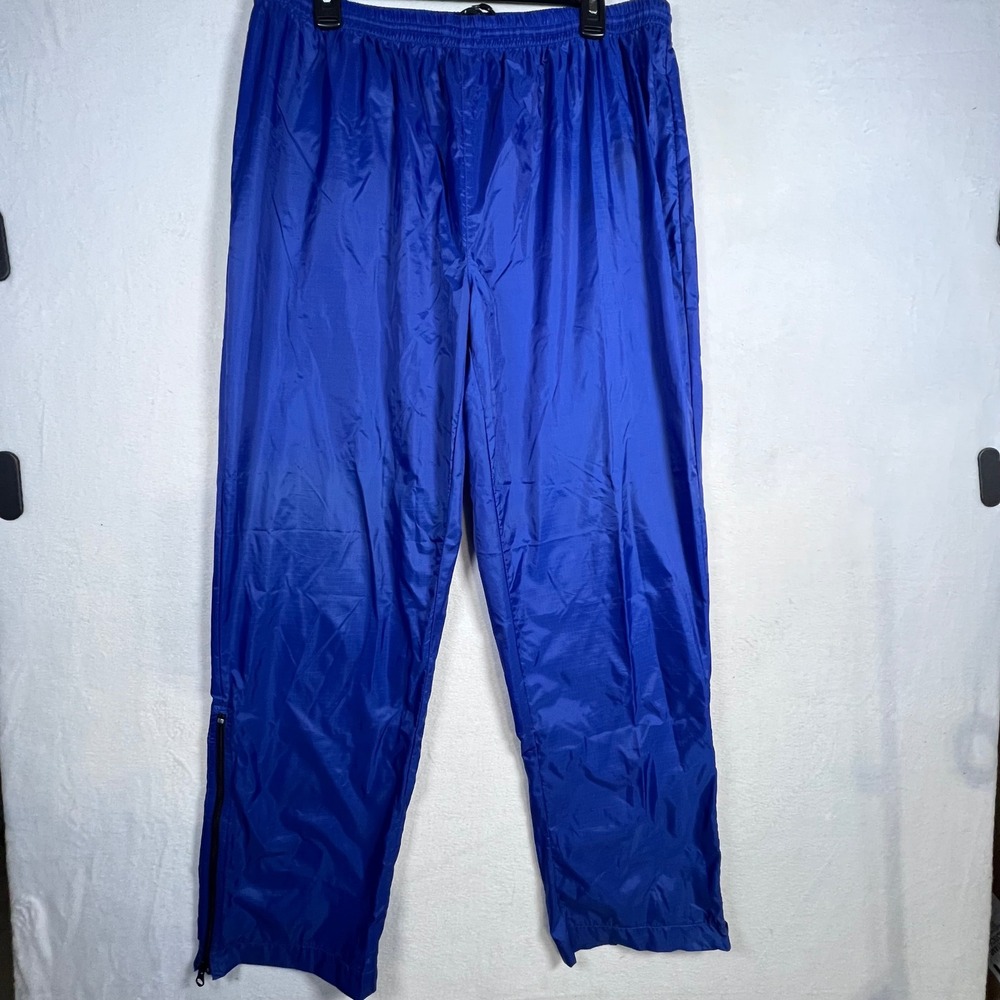 EBTEK Eddie Bauer Mens Large Royal Blue Nylon Ripstop Track Pants Windbreaker L